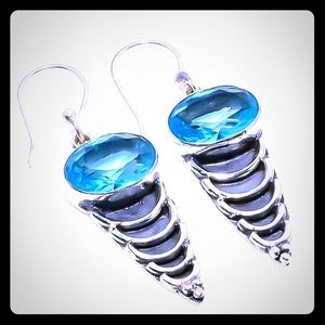 🥳Coming Soon! Blue Topaz 925 Silver Earrings
